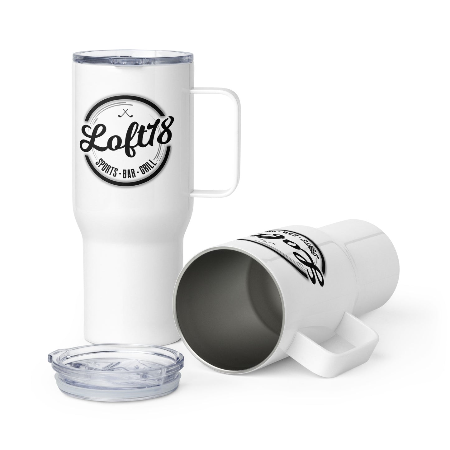 Loft18 Logo Travel mug with a handle